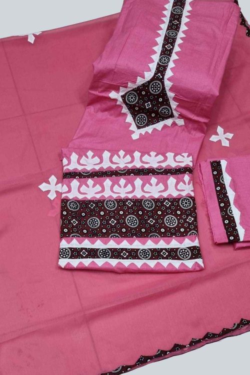 Applique Work Suits with Ajrak Gala and Daman