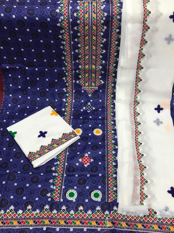 Traditional Blue Ajrak printed suit