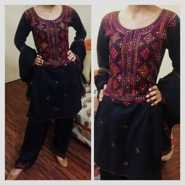 Balochi Hand Embroidery Suit with 9 MM Mirror Work