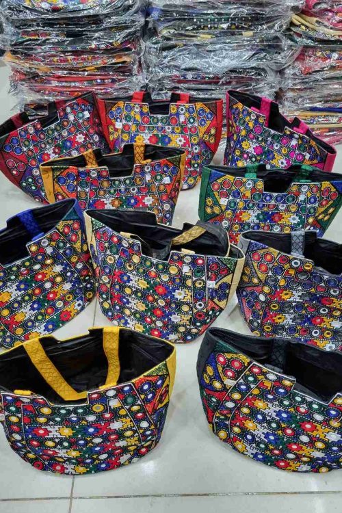 Traditional Ladies Hand Bags With Multi Color Embroidery